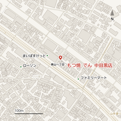 もつ焼 でん 中目黒店の地図