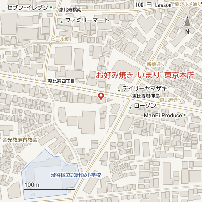 お好み焼き いまり 東京本店の地図
