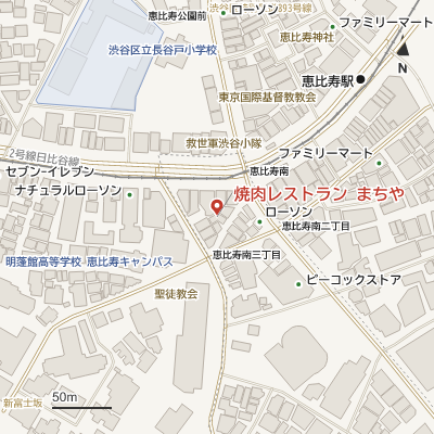 焼肉レストラン まちやの地図