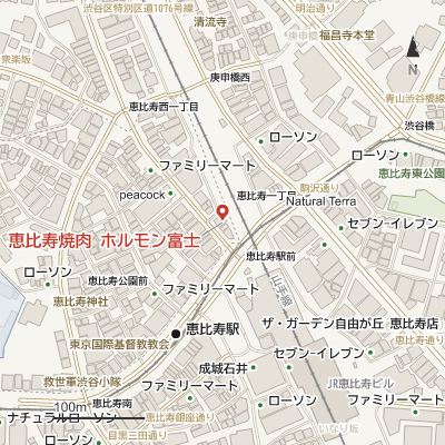 恵比寿焼肉 ホルモン富士の地図