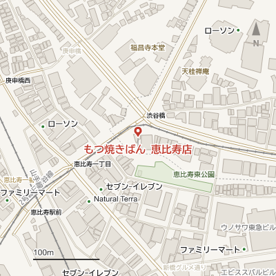 もつ焼きばん 恵比寿店の地図